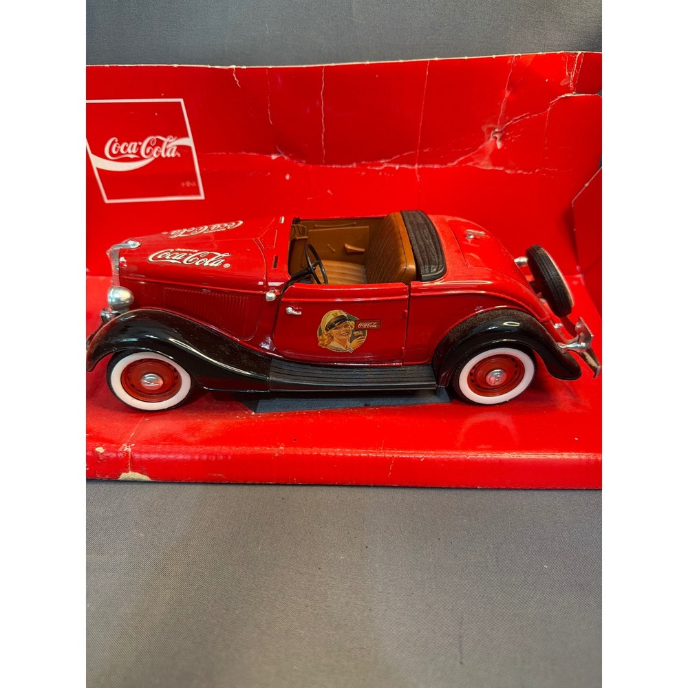 Vintage Coca-Cola 1934 Ford Roadster Die-Cast Model Car Red 1:24 Scale